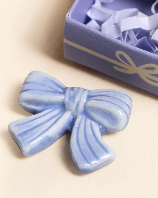 Beautiful Bow Tiny Ceramic Token In Matchbox