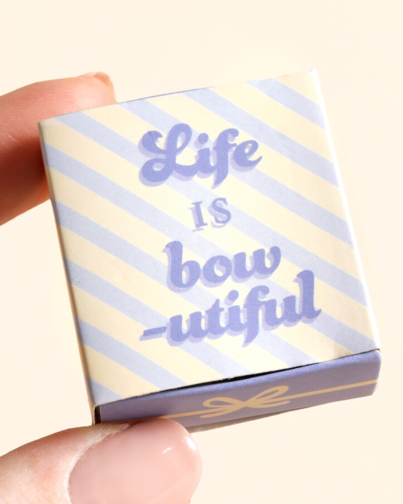 Beautiful Bow Tiny Ceramic Token In Matchbox