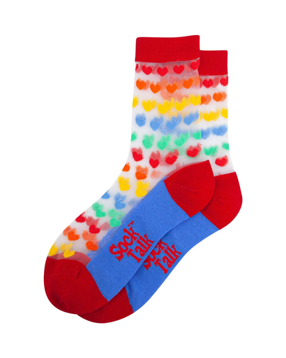 Rainbow Love Hearts Unisex Sheer Pop Socks