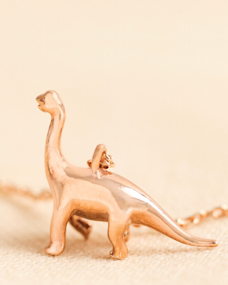 Diplodocus Dinosaur Necklace 18K Rose Gold
