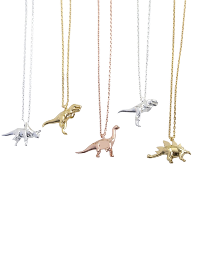 Diplodocus Dinosaur Necklace 18K Rose Gold