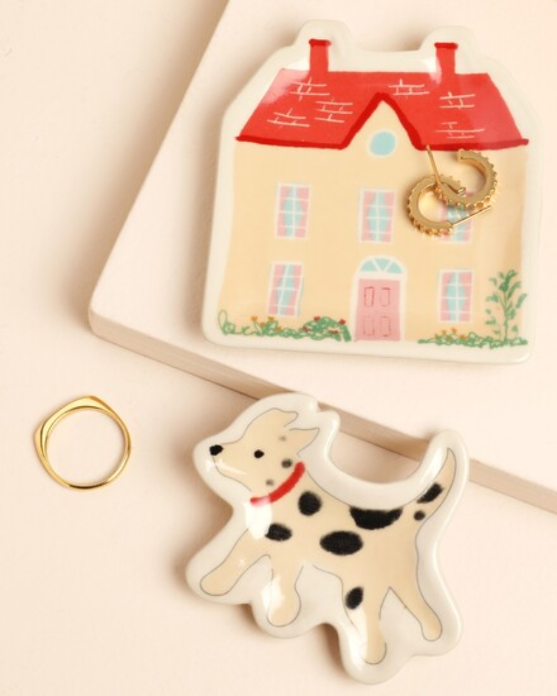 Set Of 2 Dog And Home Trinket Dishes