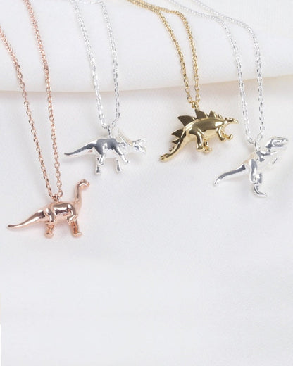 Stegosaurus Dinosaur Necklace 18K Gold