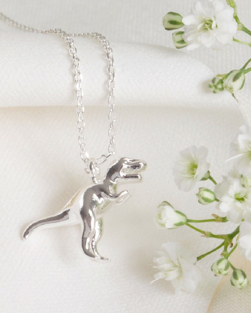 T-Rex Dinosaur Necklace Sterling Silver