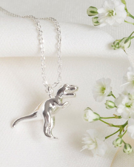 T-Rex Dinosaur Necklace Sterling Silver