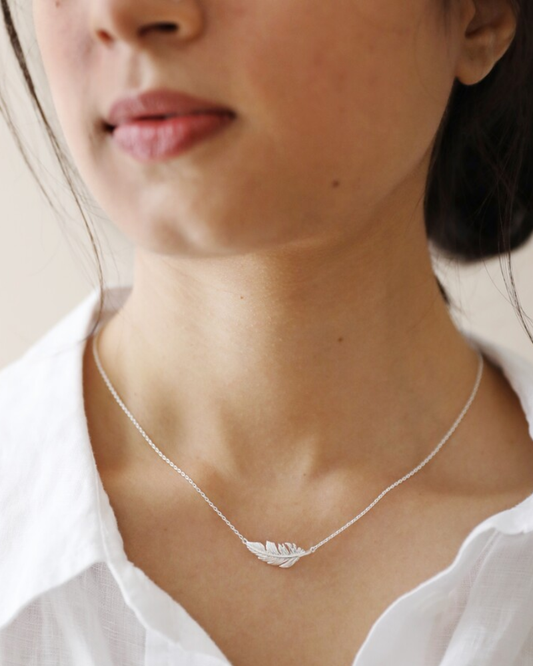 Feather Necklace Sterling Silver