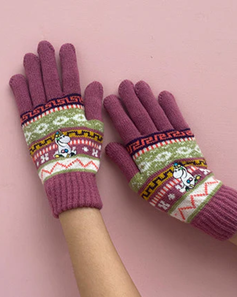 Moomin Snorkmaidedn Fair Isle Gloves Rose