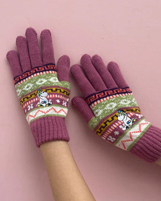 Moomin Snorkmaidedn Fair Isle Gloves Rose
