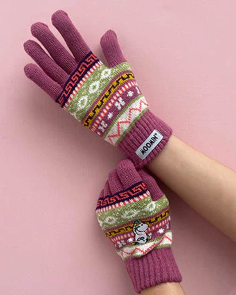 Moomin Snorkmaidedn Fair Isle Gloves Rose